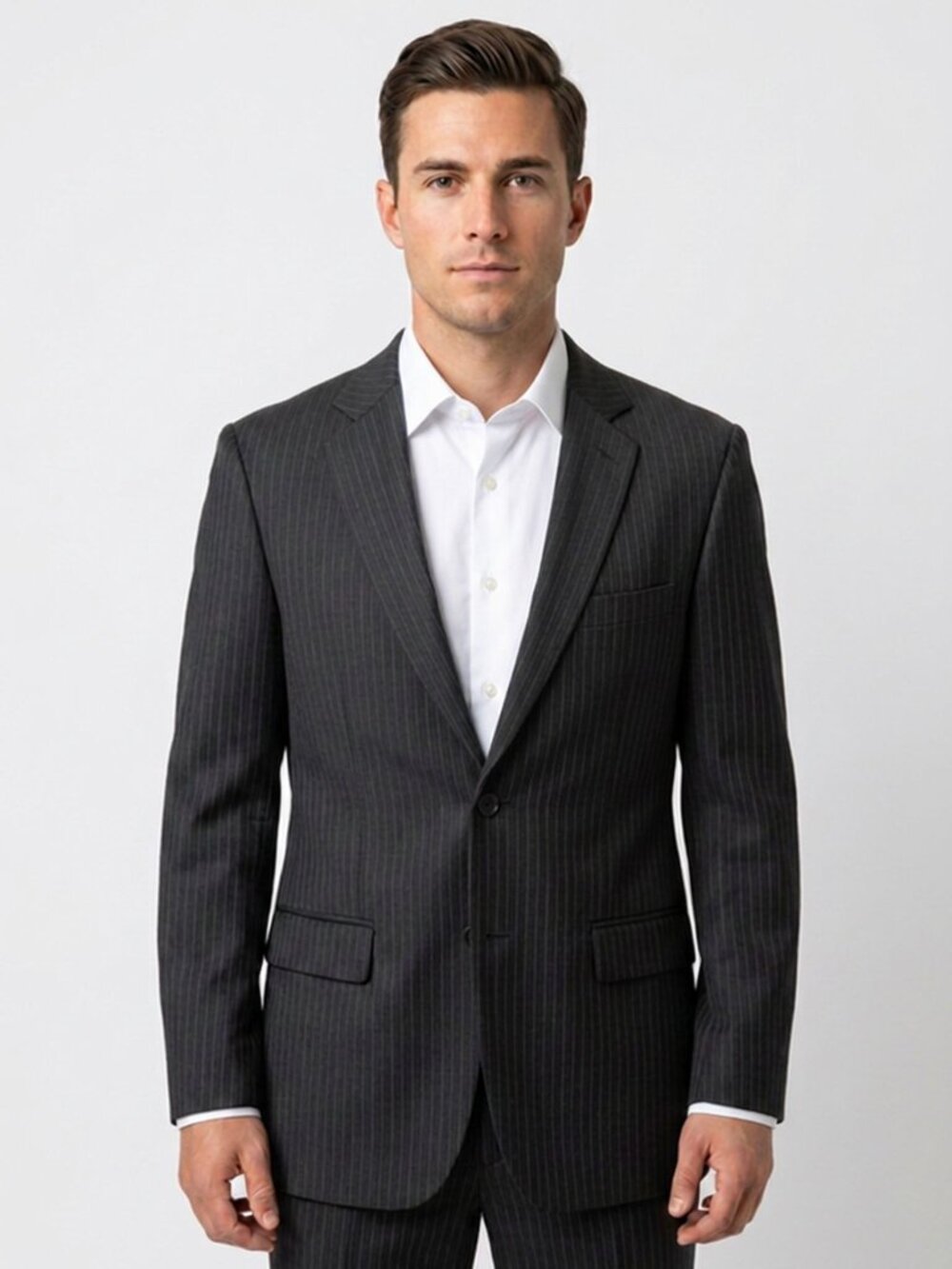 Custom-Tailored Black & White Pinstripe Men's Blazer – Bespoke Suit Jacket